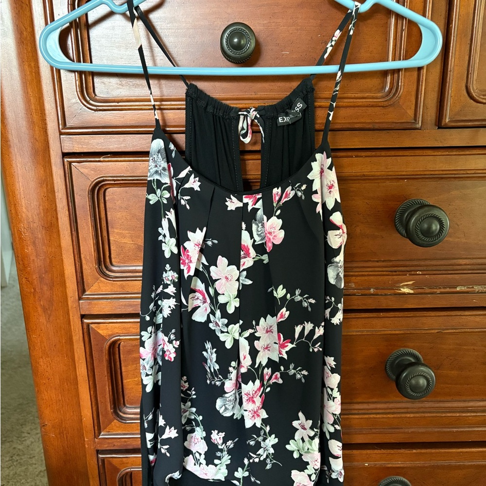 Express Black and Pink Floral Top